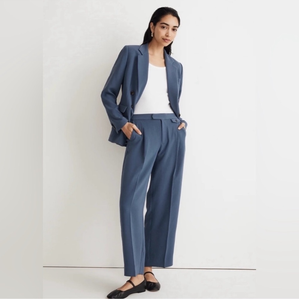 Madewell The Rosedale High Rise Straight Pant Trouser Blue 6